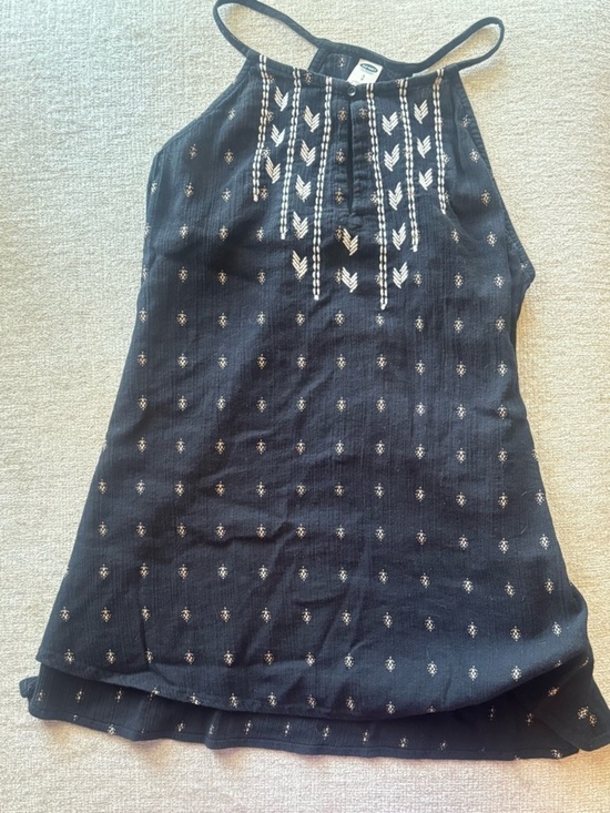 Old Navy Tops - Old Navy Boho Embroidered Halter Tank Top Black Size Small